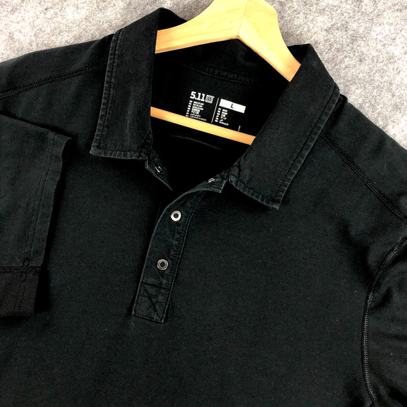 5.11 Tactical Polo Men Large (Fits Like Medium) Black Short Sleeve Shirt Stretch - Picture 1 of 9